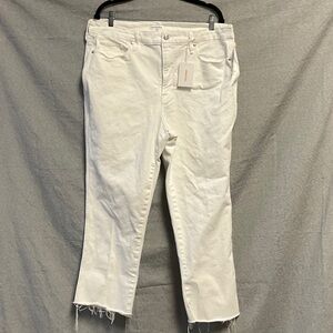 Good American Cropped White Jeans